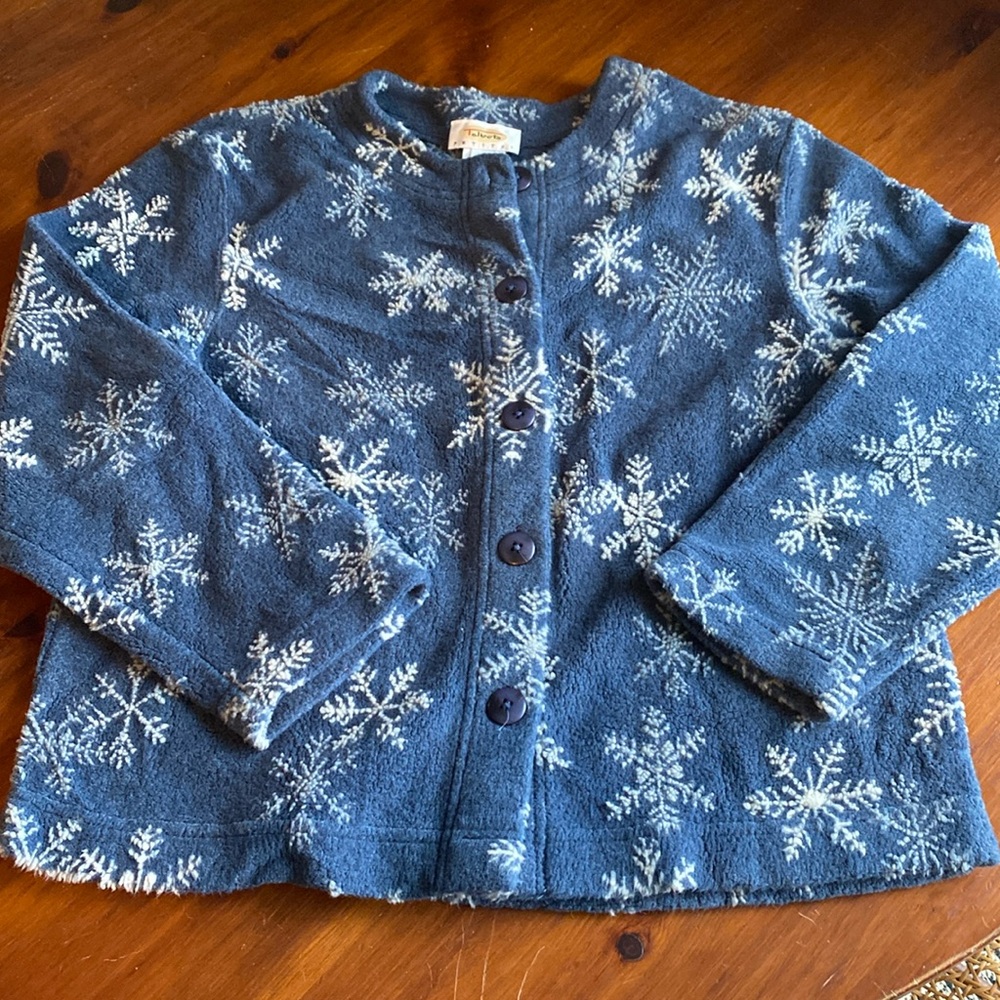 Talbots ladies button up snowflake fleece